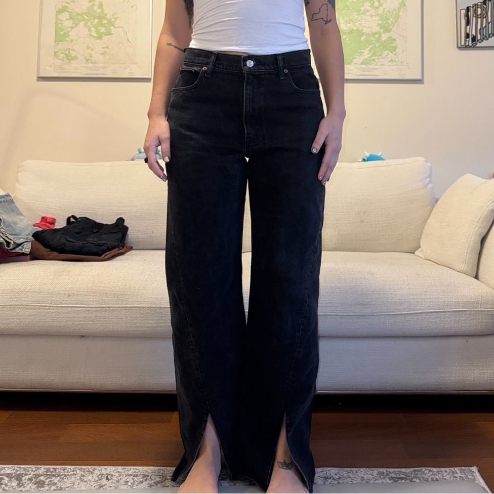 ABERCROME & FIT H 90S RELAXED FIT HIGH RISH JEAN BLACK SIZE 30
